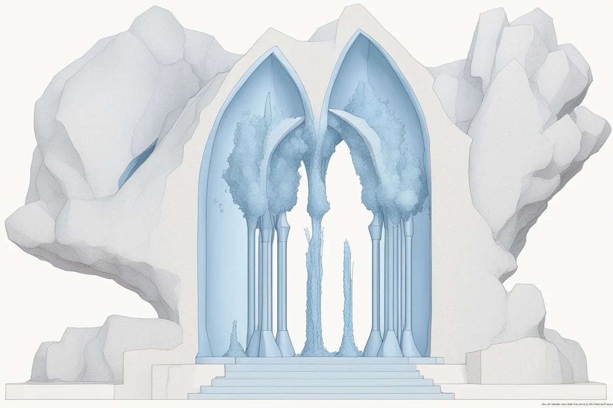 a blue hemimorphote gothic_arab gate in a cerussite crystal wall