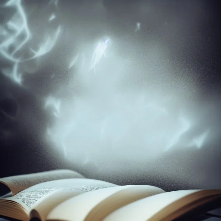 elf in beige coat and white shirt reading a tome, ethereal fantasy, macro lens, studio lighting blurry mist background, intricately detailed, smooth glowing feathers, trending on artstation, unreal engine 4k