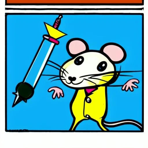 Rat cartoon happy lab coat lightning bolt