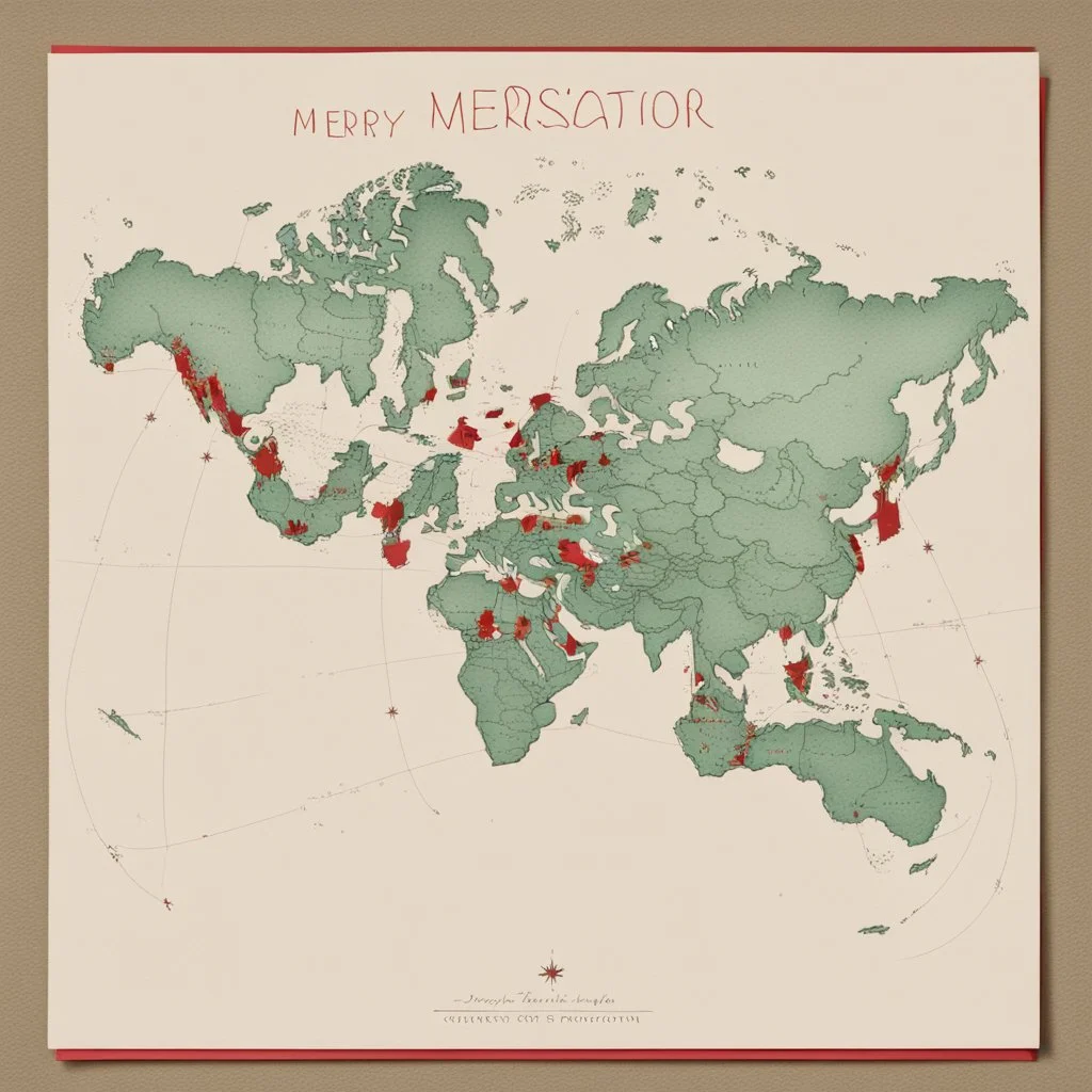 Christmas card in Mercator projection