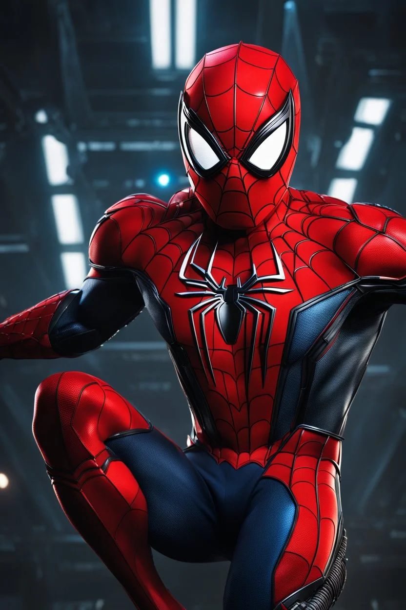 Spiderman in a autobot, super suit with spikes on his arms and shoulders, hdr, (intricate details, hyperdetailed:1.16), piercing look, cinematic, intense, cinematic composition, cinematic lighting, color grading, focused, (dark background:1.1)