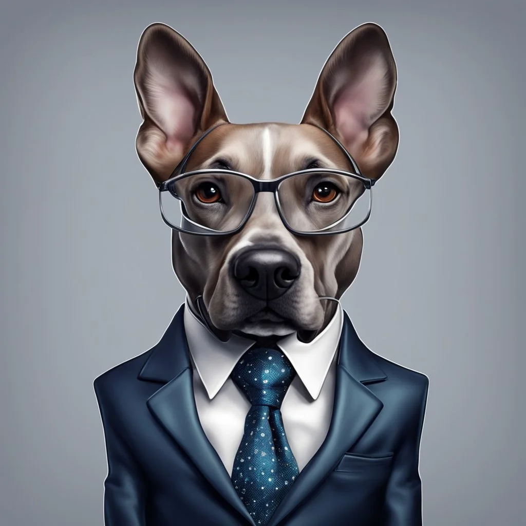 make one realistic business dog that is made of shapes and has a suit on looks a very little like crystals lowest 2048 x 1152 pixels and highest 6 MB need to be a alpha