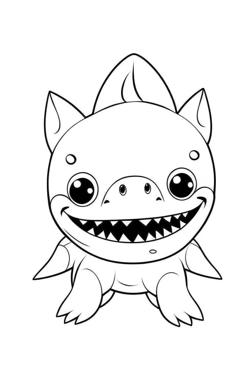 outline art for cute Shark coloring pages with sitch, white background, Sketch style, full body, only use outline, toddlers style, clean line art, white background, no shadows and clear and well outlined.