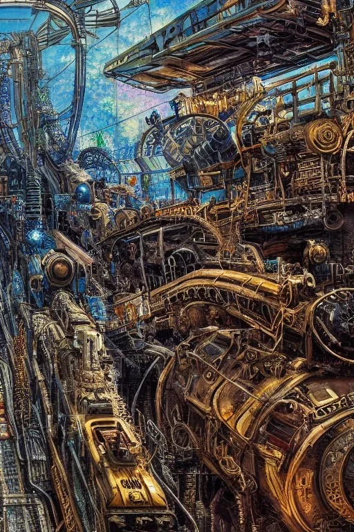 Insanely detailed intricately detailed meticulously detailed hyperdetailed cyberpunk, technopunk, steampunk train on a roller coaster, high contrast, blurry Impressionist landscape background textured paint, luminism, hyperrealism, fine art CorporateMemphis