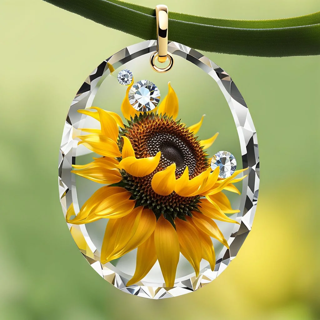 singular delicate transparent glass crystal sunflower