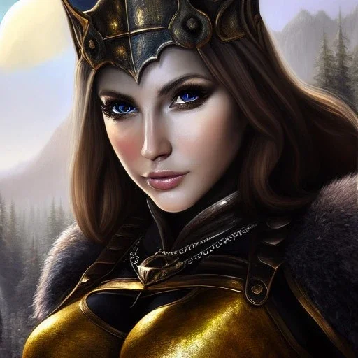 ultra detailed fullbody Portrait in oil on canvas of beautiful busty female DemonHunter with Skyrim Steel Armor ,extremely detailed digital painting, extremely detailed face,crystal clear Big eyes, mystical colors ,perfectly centered image, perfect composition,rim light, beautiful lighting,8k, stunning scene,extremely sharp detail,finely tuned detail, ultra high definition raytracing, in the style of Simon Bisley and Frank Frazetta and robert e howard and Hyun Suk Lee and Ken Kelley