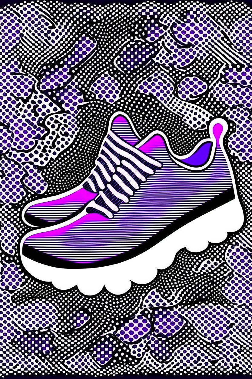 Shoe. tread pattern. Ghosts. Use only white, black, and purple.