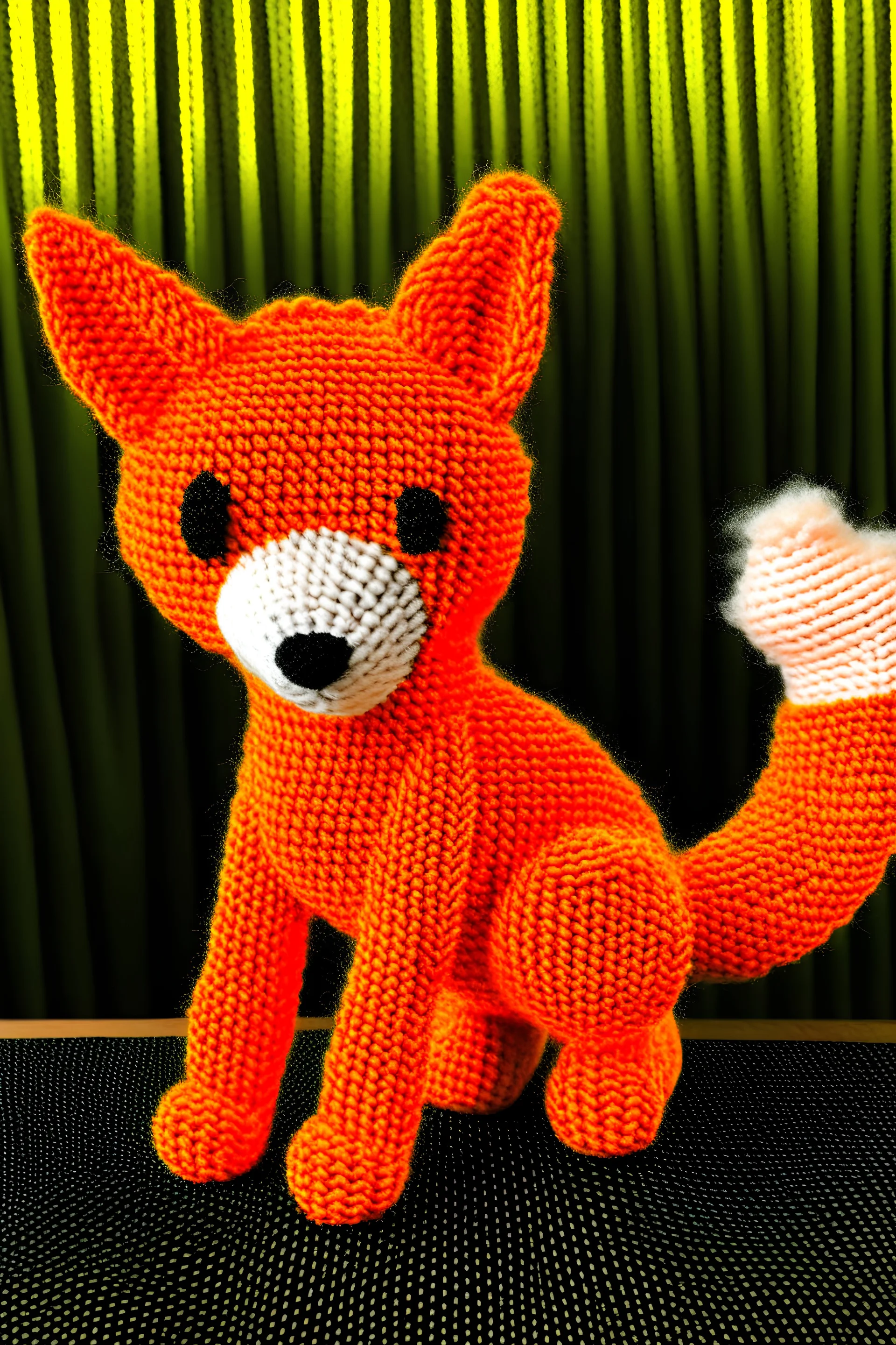 a logo of a crocheted fox