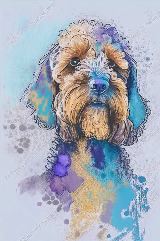 abstract watercolour of a cockapoo dog’s head