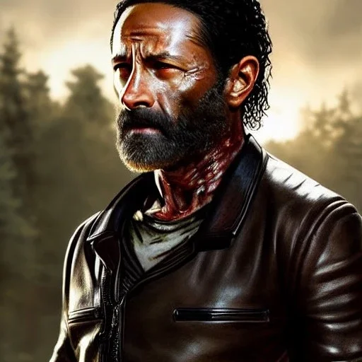 Ultra detailed fullbody Portrait in oil on canvas of walking dead character darren with armor,extremely detailed digital painting,ultrarealistic skin,intense stare, extremely detailed face, crystal clear eyes, mystical colors ,perfectly centered image, perfect composition, rim light, beautiful lighting,masterpiece ,8k, stunning scene, raytracing, anatomically correct, in the style of Ohrai Noriyoshi and robert e howard and Steve Jung and Wizyakuza and Simon Bisley and uncannyknack.