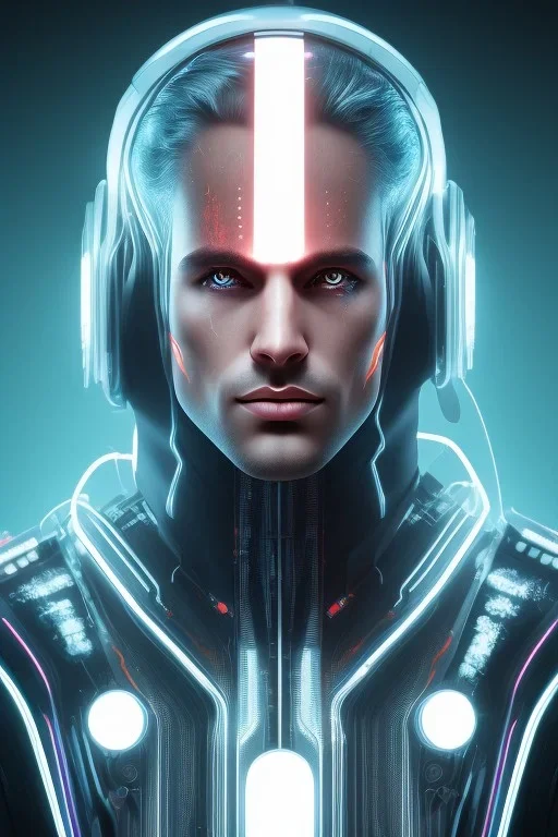 cyberpunk, head, men, portrai, tron