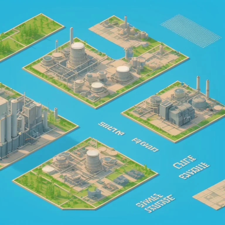 isometric architecture illustration flat design of a powerplant