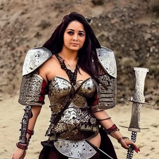 arab female warrior sexy ornate metal armour sword