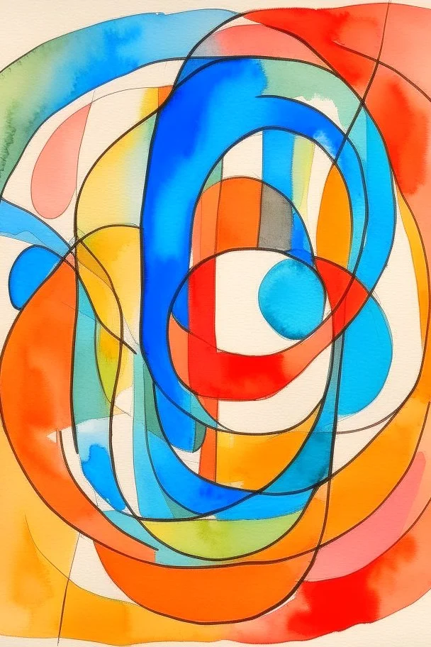 Abstract watercolour in the style of Barbara Hepworth