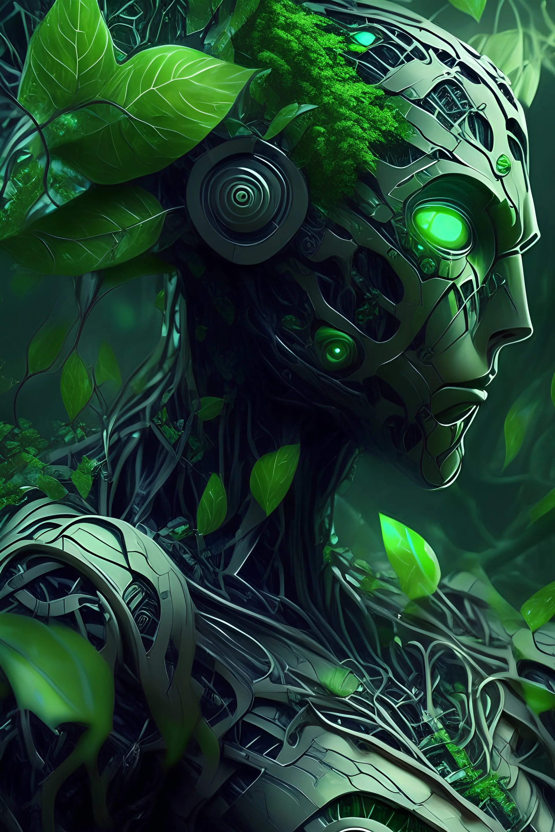 wallpaper a cybernetic Leafs extremely detailed