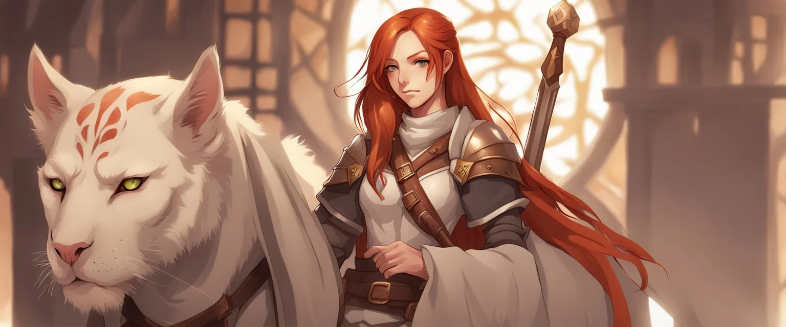 Teenaged Female Red haired kitsune paladin/bard