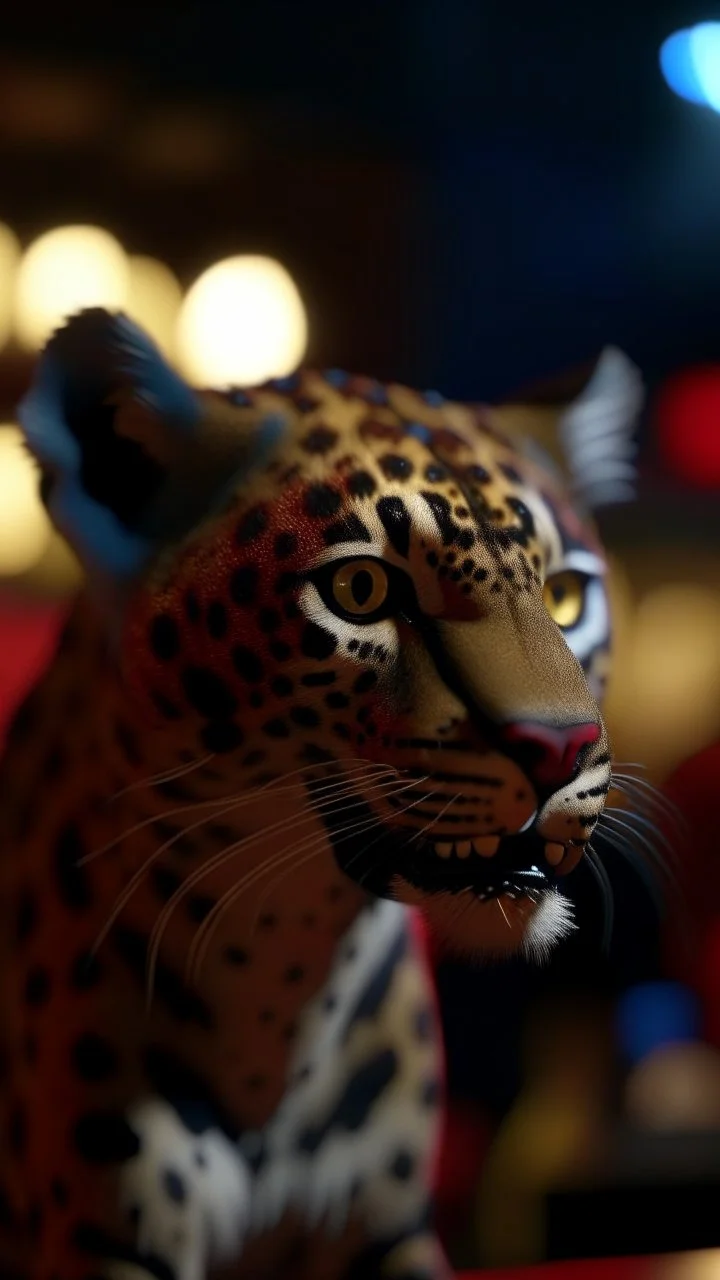 jo biden as a leopard vampire, bokeh like f/0.8, tilt-shift lens 8k, high detail, smooth render, down-light, unreal engine, prize winning