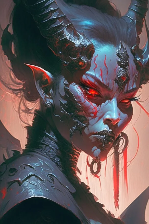 Nightmare Oni ,sci - fi, fantasy, intricate, elegant, highly detailed, digital painting, artstation, concept art, smooth, sharp focus, illustration, art by artgerm and greg rutkowski