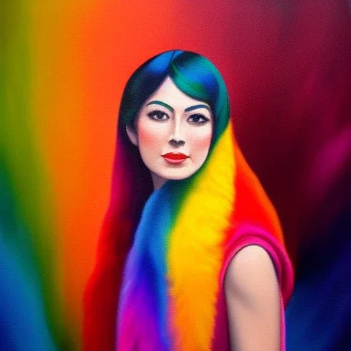 Full body portrait, painting, medium shot lady woolitize rainbow