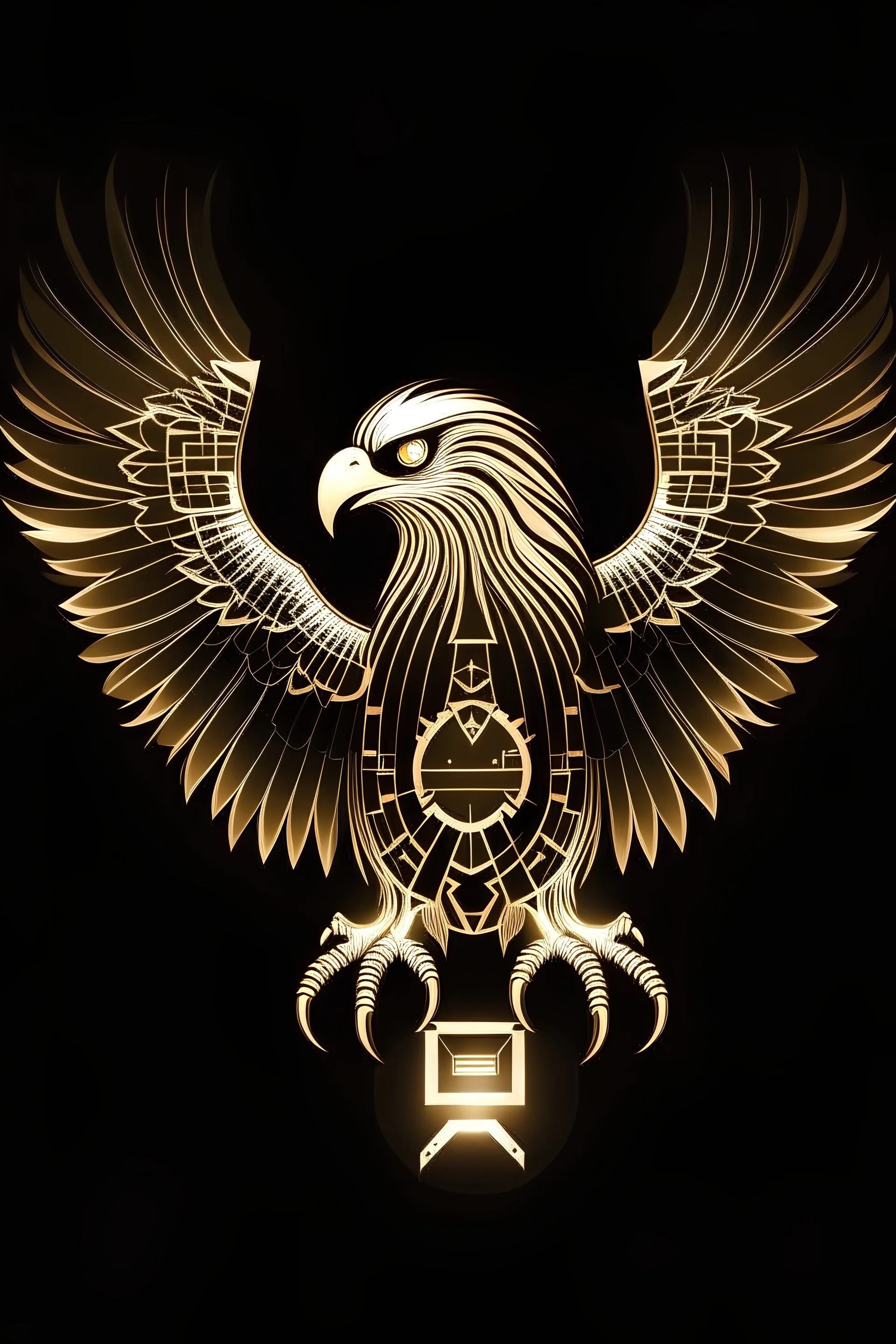 Logo for the WhatsApp group. Write the word “Nssor” with light pictures of an eagle in the shape of a fact, and the logo looks luxurious