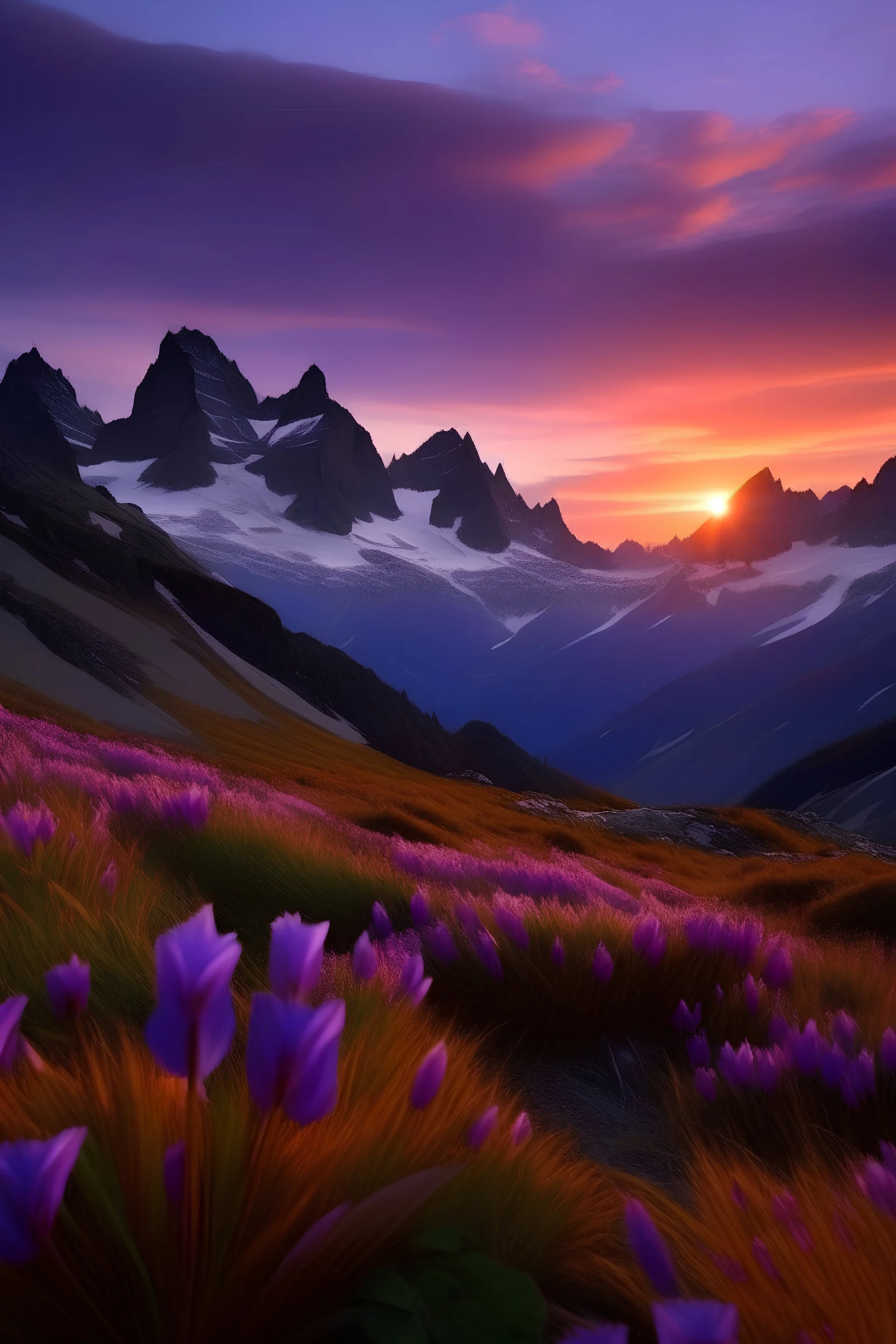 Alps violet sunrise