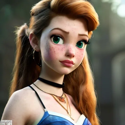 Disney cartoon style, hyper detailed, strikingly beautiful teen female, 16 years old, long ponytail, ginger hair, green eyes, medium freckles, full lips, micro top, black leather armour, full body frame, full face, tiny breasts, athletic, centered camera, ignore NSFW, thong, camel toe, petite