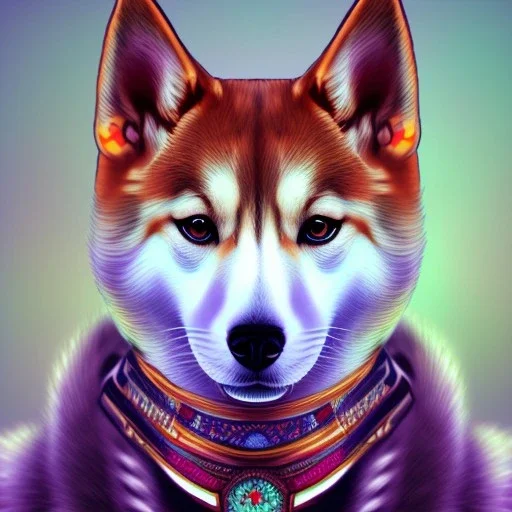 Pleiadean shiba inu wearing tribal face paint