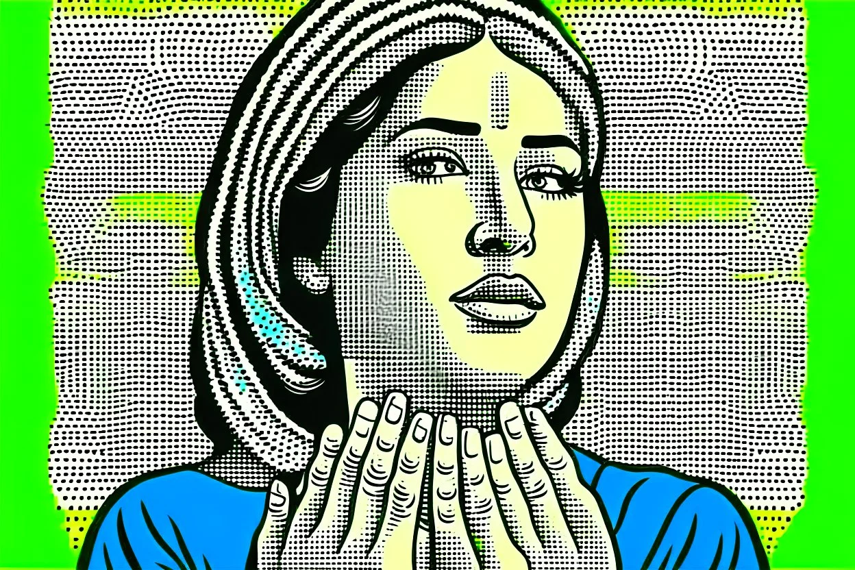 Vintage pop art style of a jewish woman from the torah praying to god