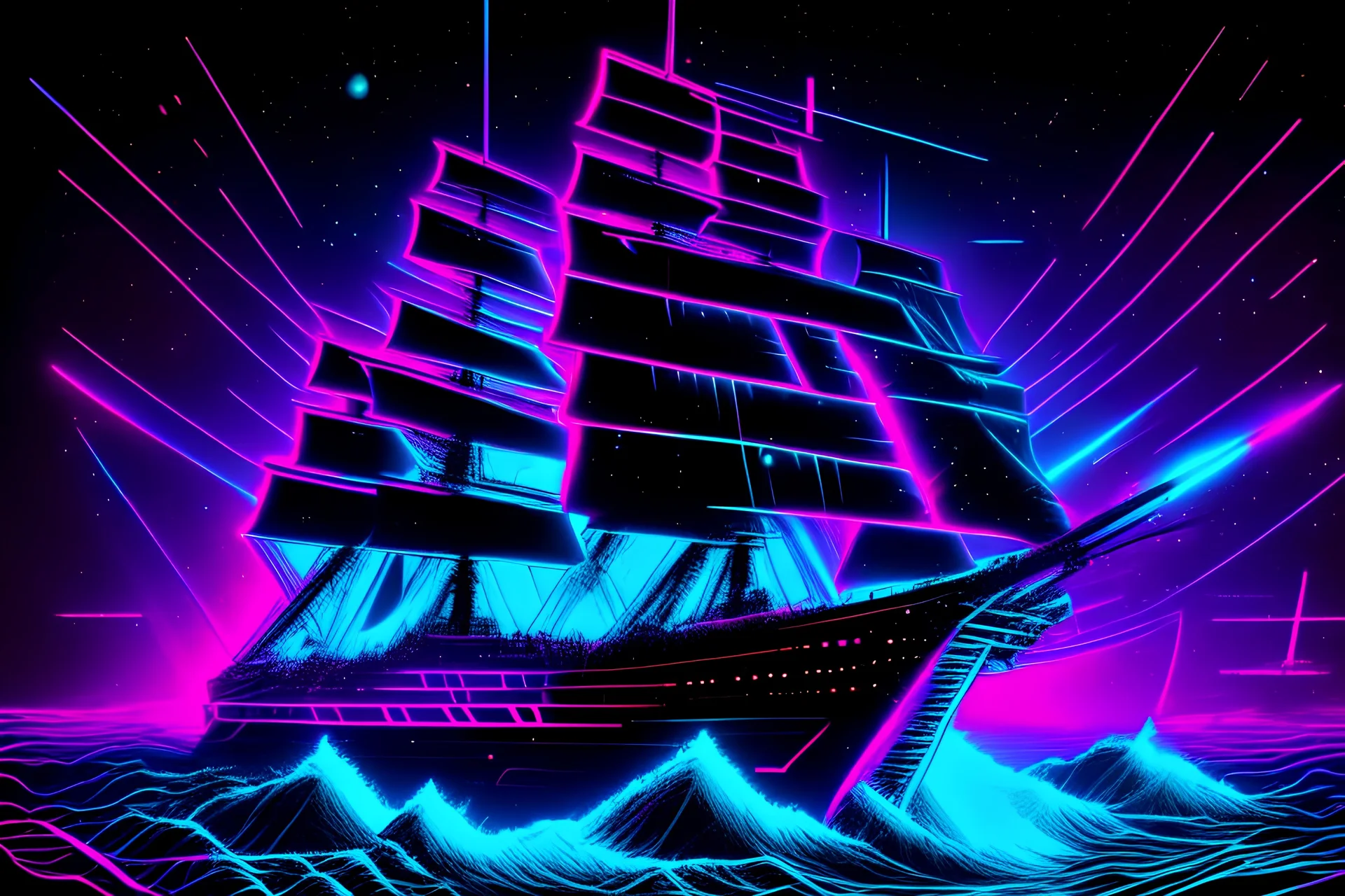 laker, frieghter, synthwave, many lasers