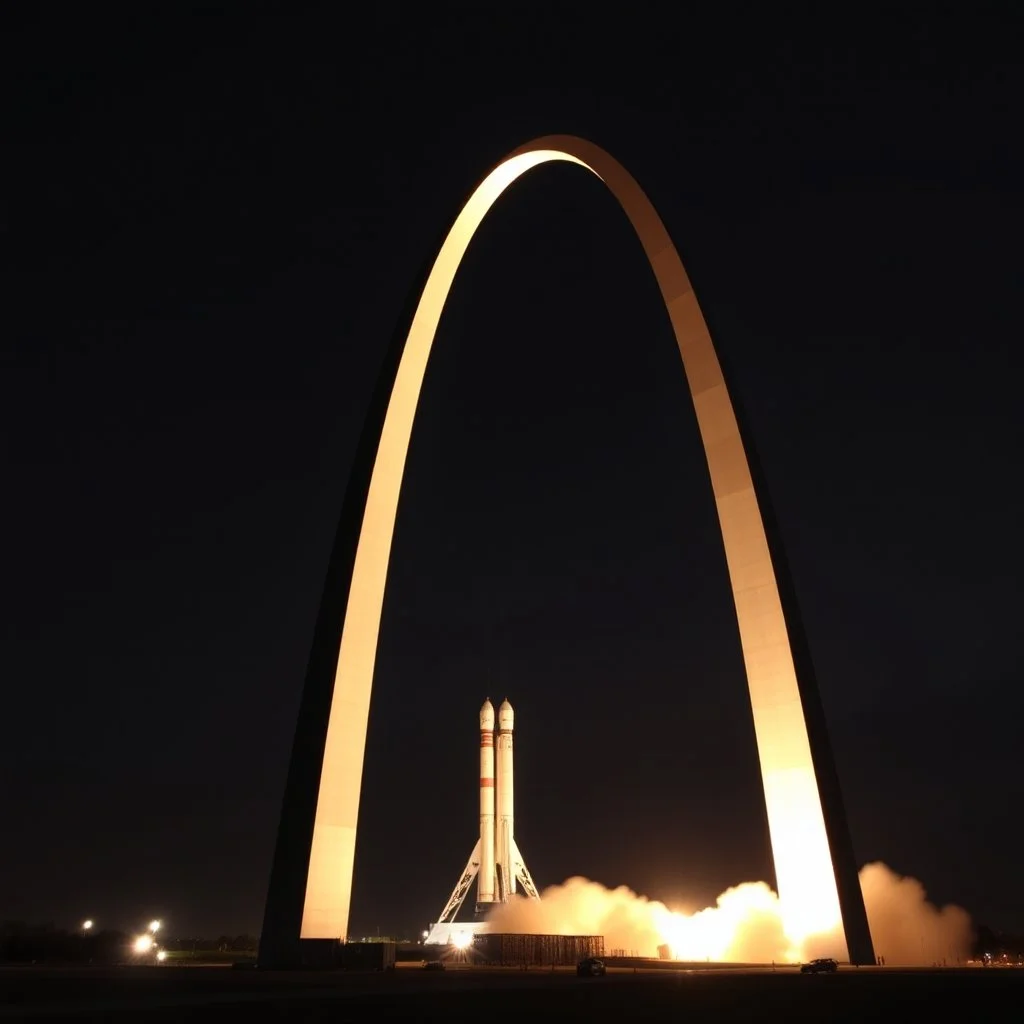 The Gateway Arch rests on rocket boosters