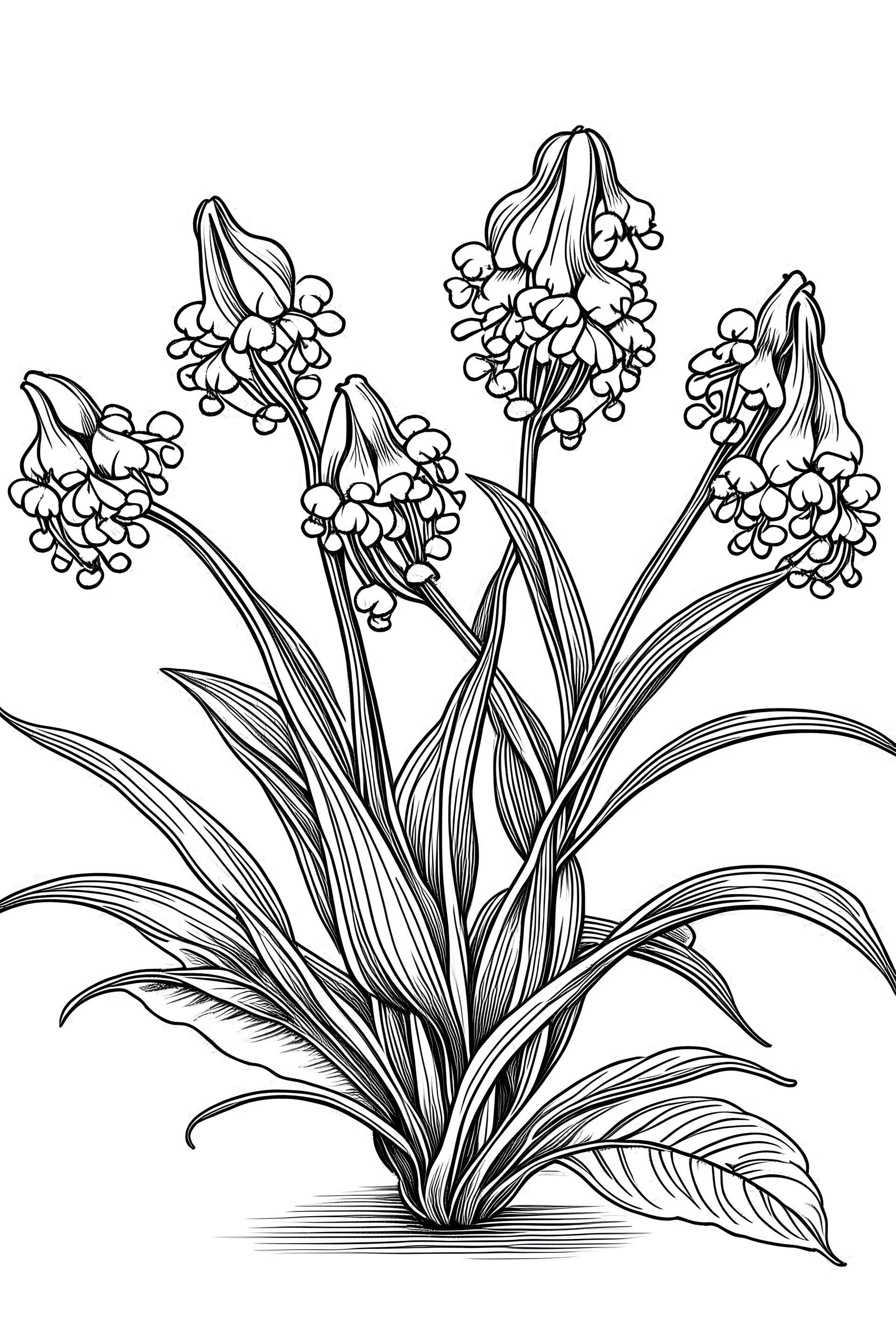 flower coloring page lily of the valley leaves