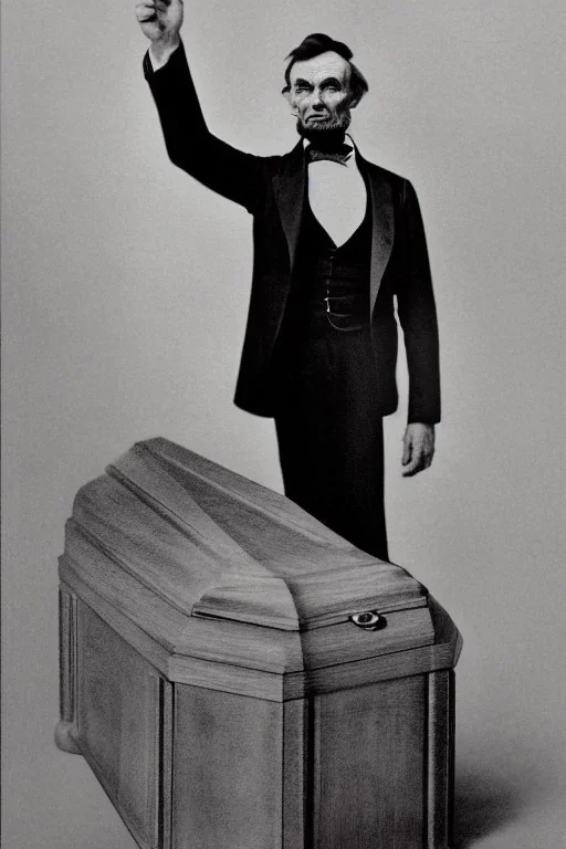 Abraham Lincoln opening a coffin vintage photography, beautiful, Tumblr aesthetic, retro vintage style, HD photography, hyperrealism