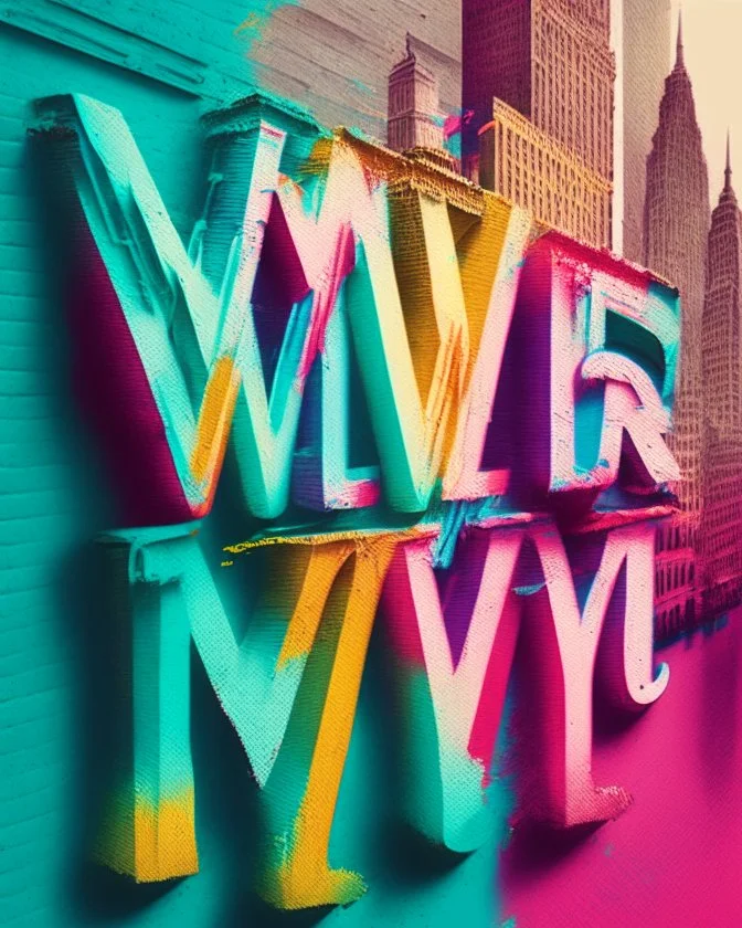 Writing New York in colour text