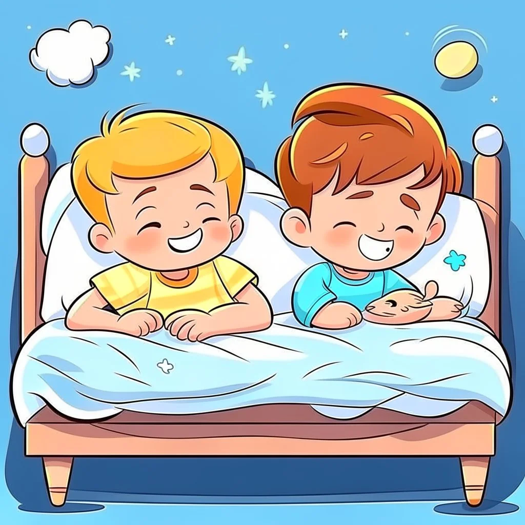 kids sleeping in their bed cartoon