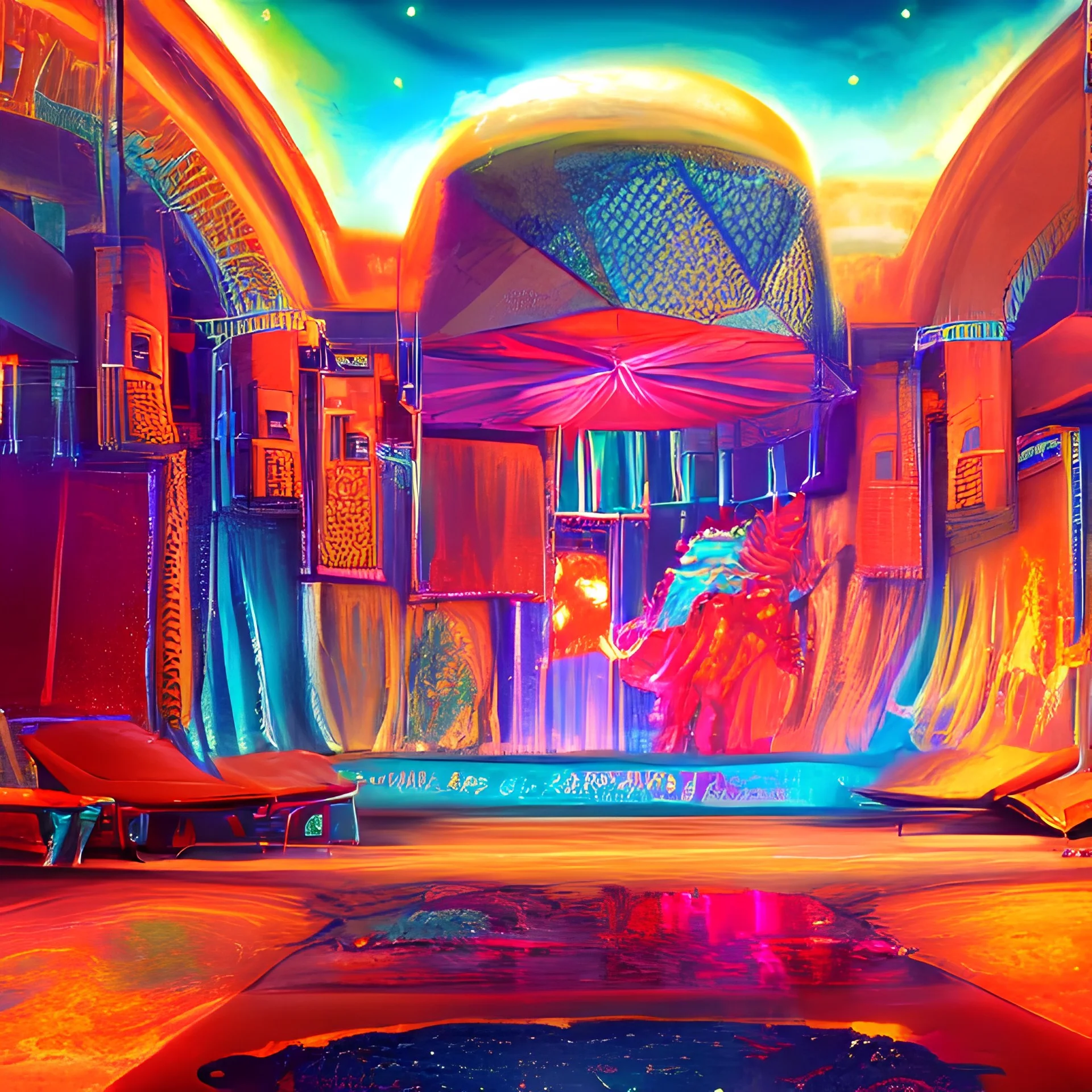 1980's discoteque "detailed matte painting, deep color, fantastical, intricate detail, splash screen, complementary colors, fantasy concept art, 8k resolution trending on Artstation Unreal Engine 5"