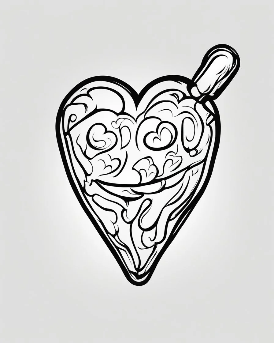 simple illustration of a sweethearts candy on a white background. Black outline.