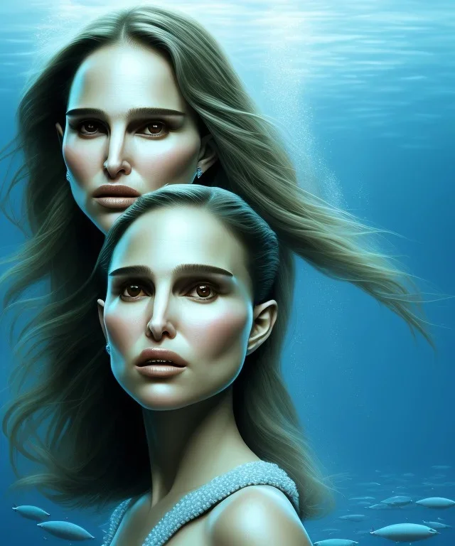 portrait Natalie Portman with ocean nature