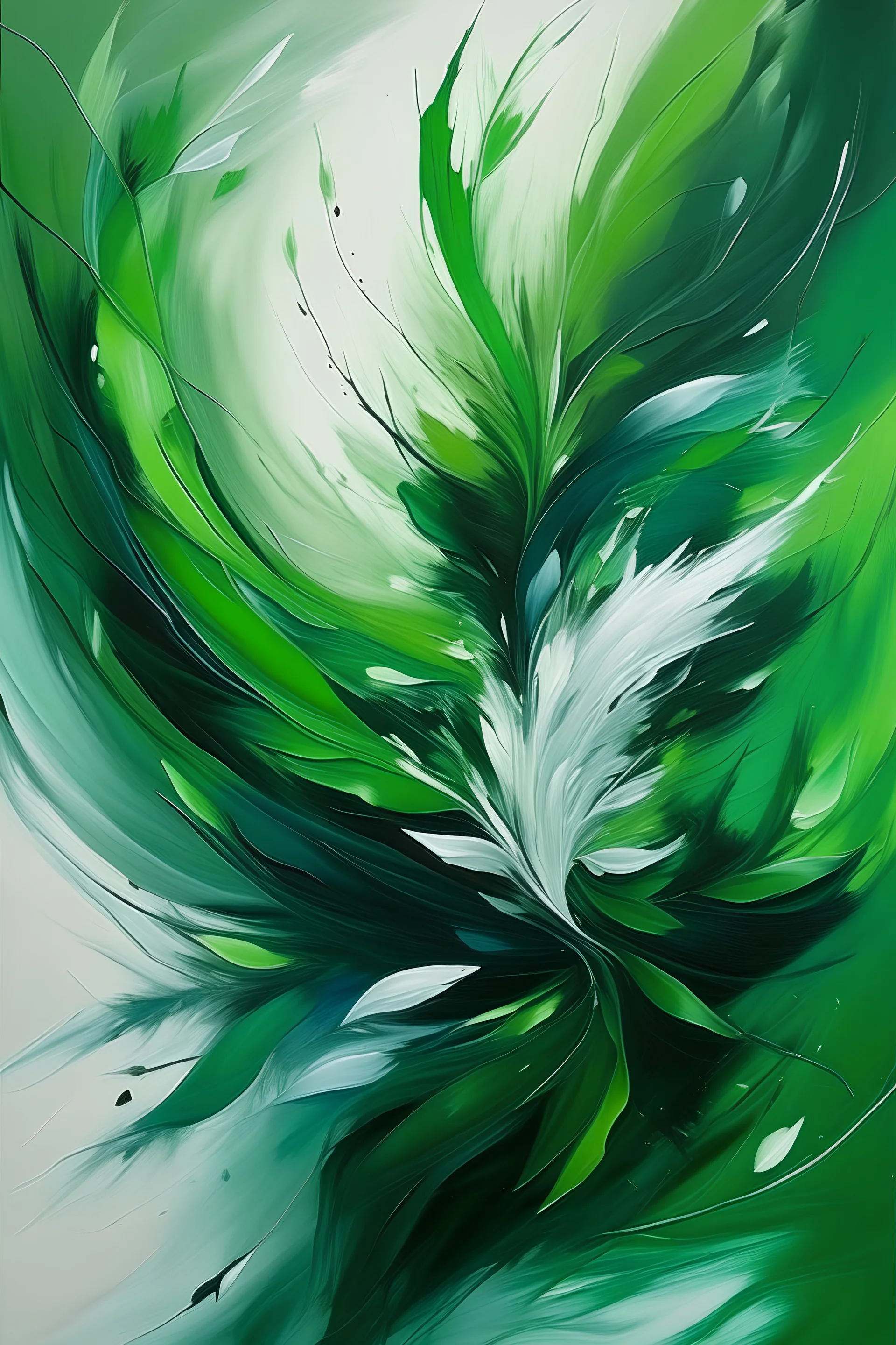 green novia, art painting, elegant, canvas, abstract, high grade, botanical