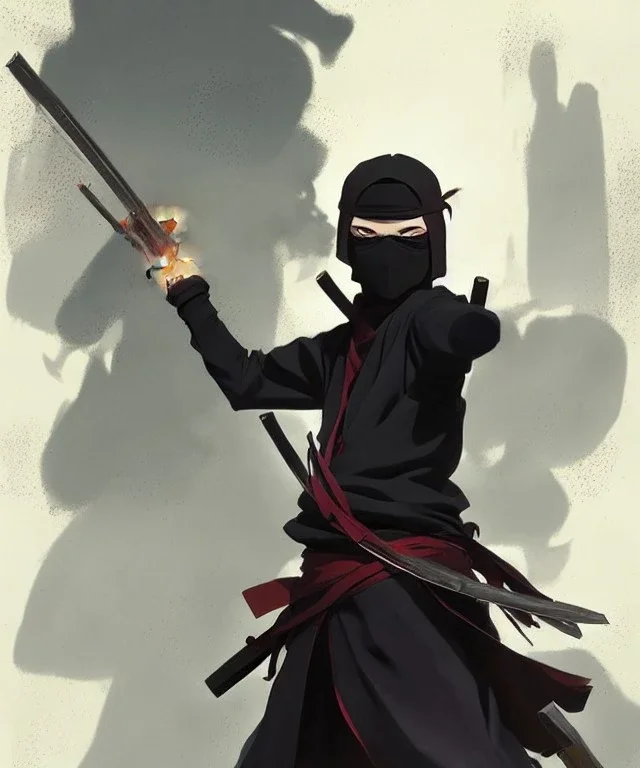 A young anime strong Ninja, character design, Greg Rutkowski