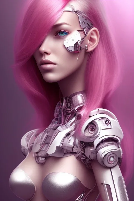 cyborg, pink hair,seven , perfekt, real, dream