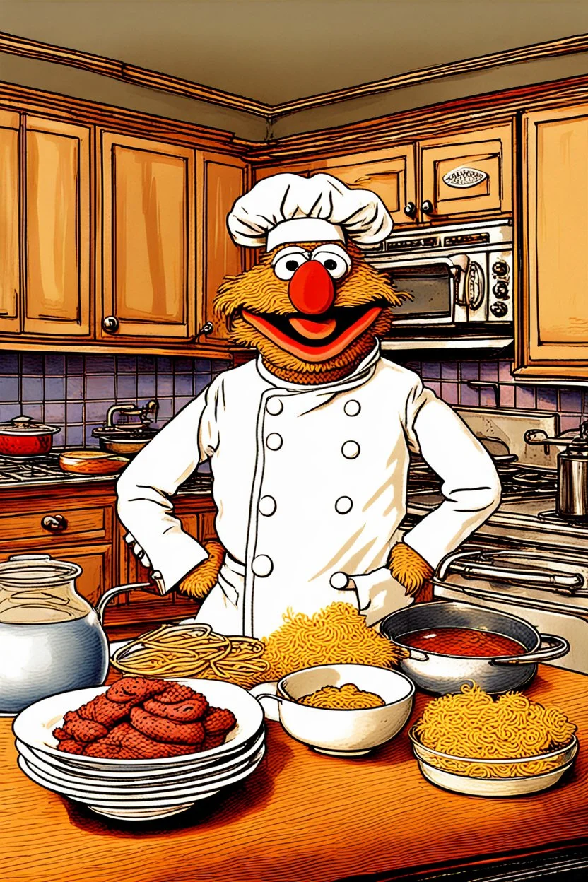 Friday's inspirational subject: The Muppets Swedish Chef cooking, the guests are other famous muppets. Animated, 3d , funny