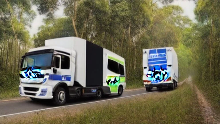 A police Tesla Cybertruck is chasing a Tesla 'Model S Plaid' at top speed, across a jungle of the Jurassic Period. CINEMATIC. WIDE ANGLE LENS. PHOTO REAL.