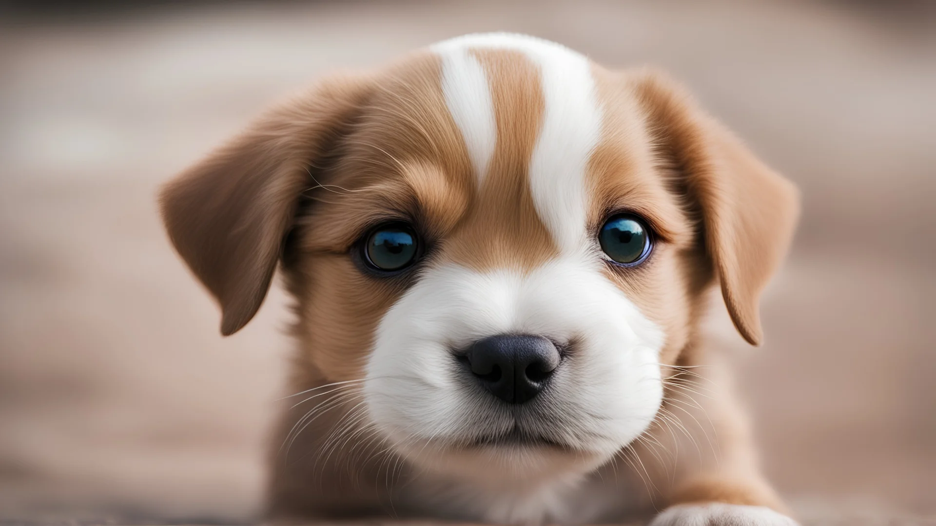 A photo of a puppy dog with an extra eye.