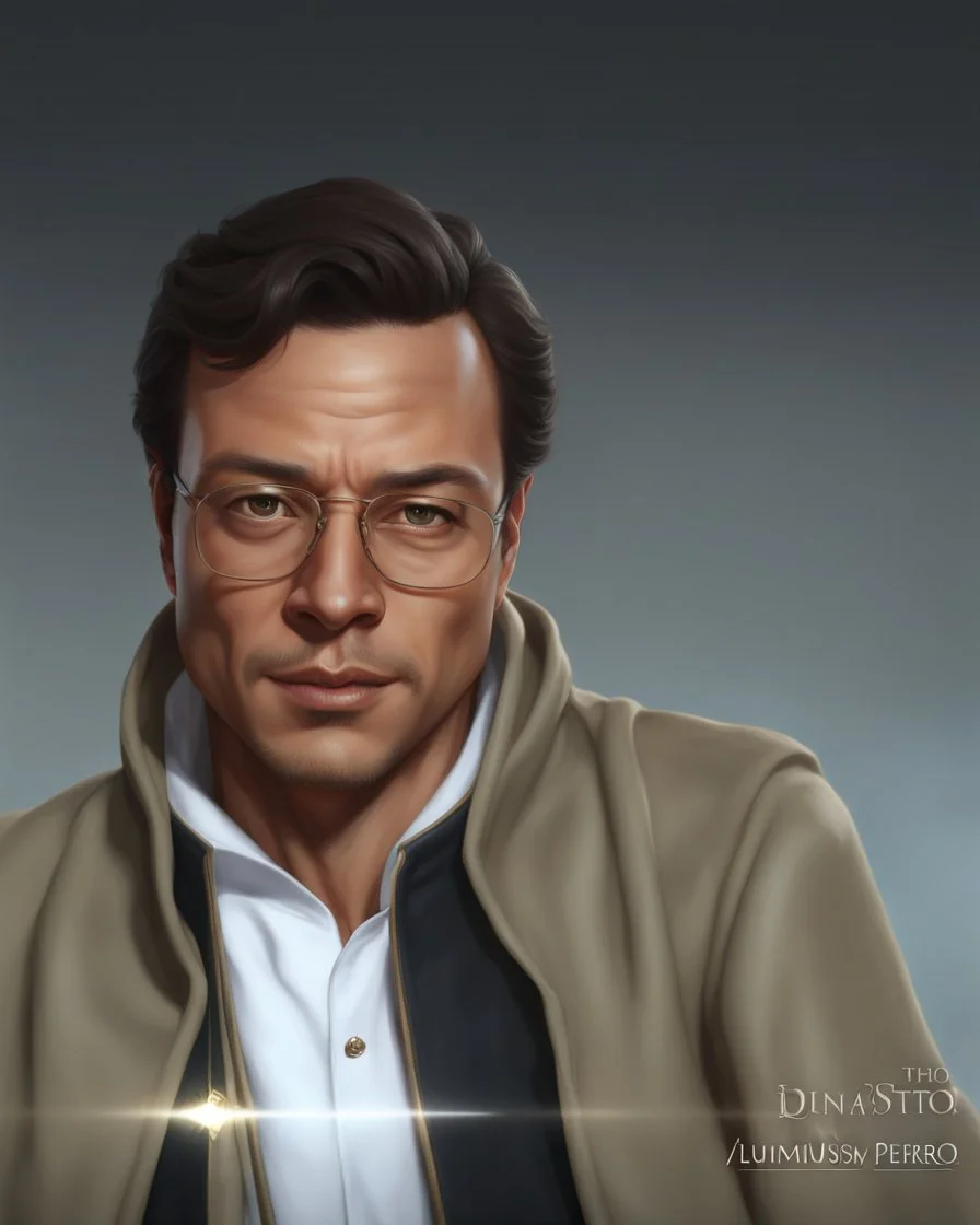 Retrato de Gustavo Petro guerrero con túnica y capucha, espada luminosa, cuerpo completo, calidad ultra, hiperdetallado, arte digital, 8k