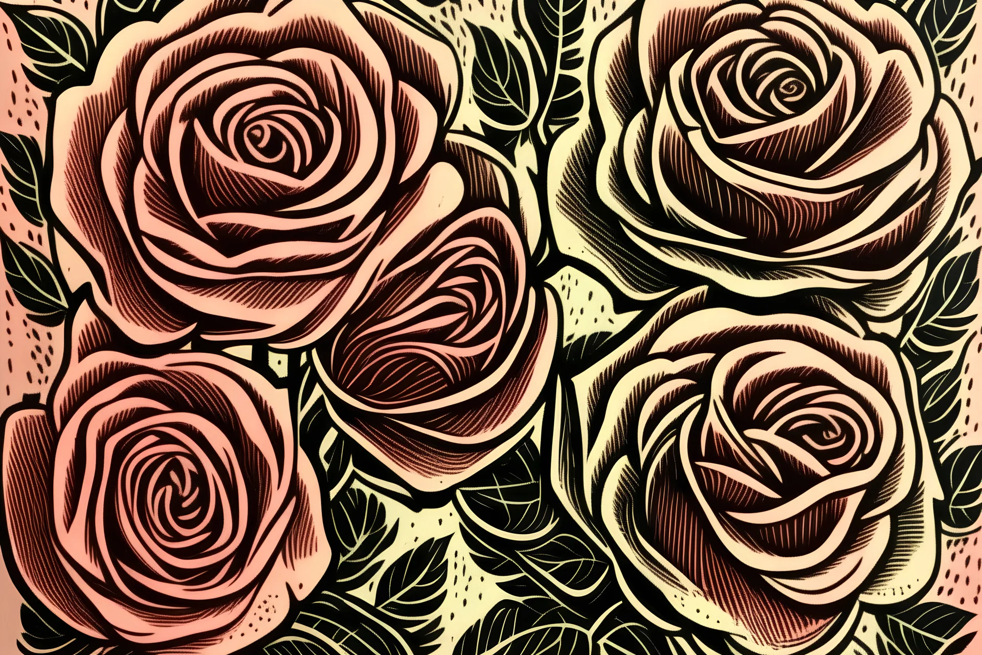 roses block print