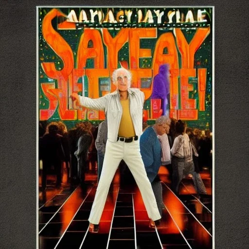 Larry David in a Saturday Night Fever Dream movie poster