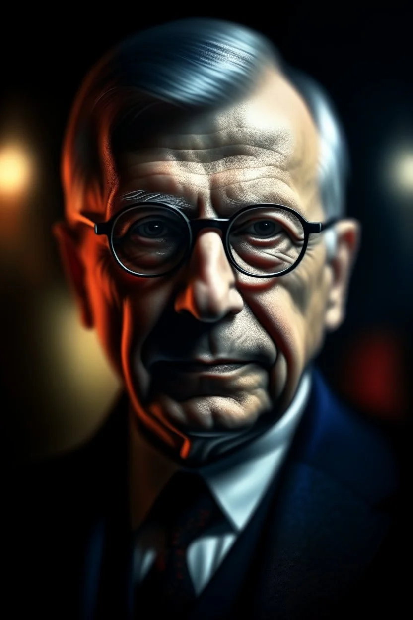 oil painting of vampire portrait with thick glasses in spotlight feeling in control, zeiss prime lens, bokeh like f/0.8, tilt-shift lens 8k, high detail, smooth render, down-light, unreal engine, prize winning