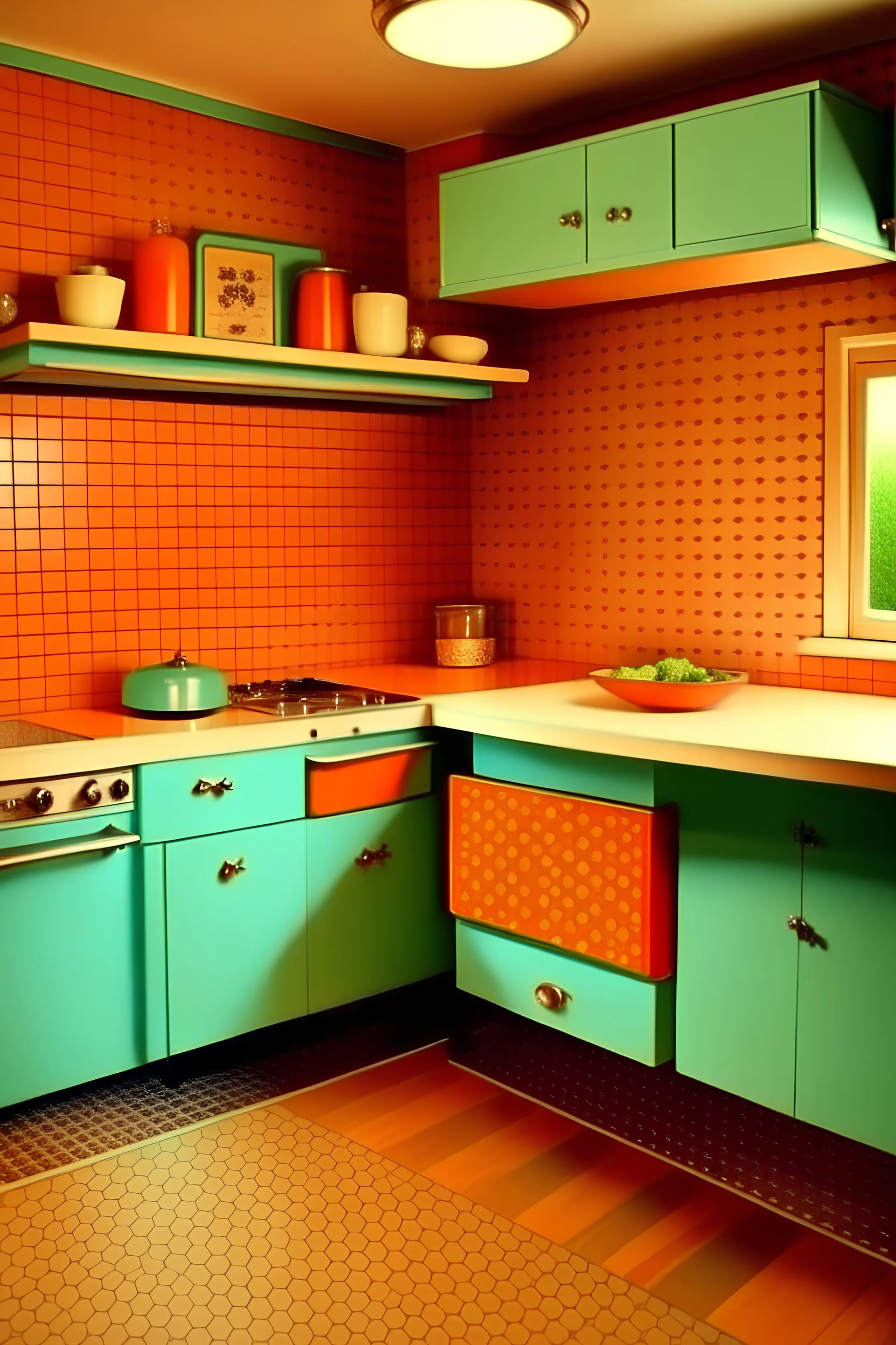 retro vintage interior design kitchen