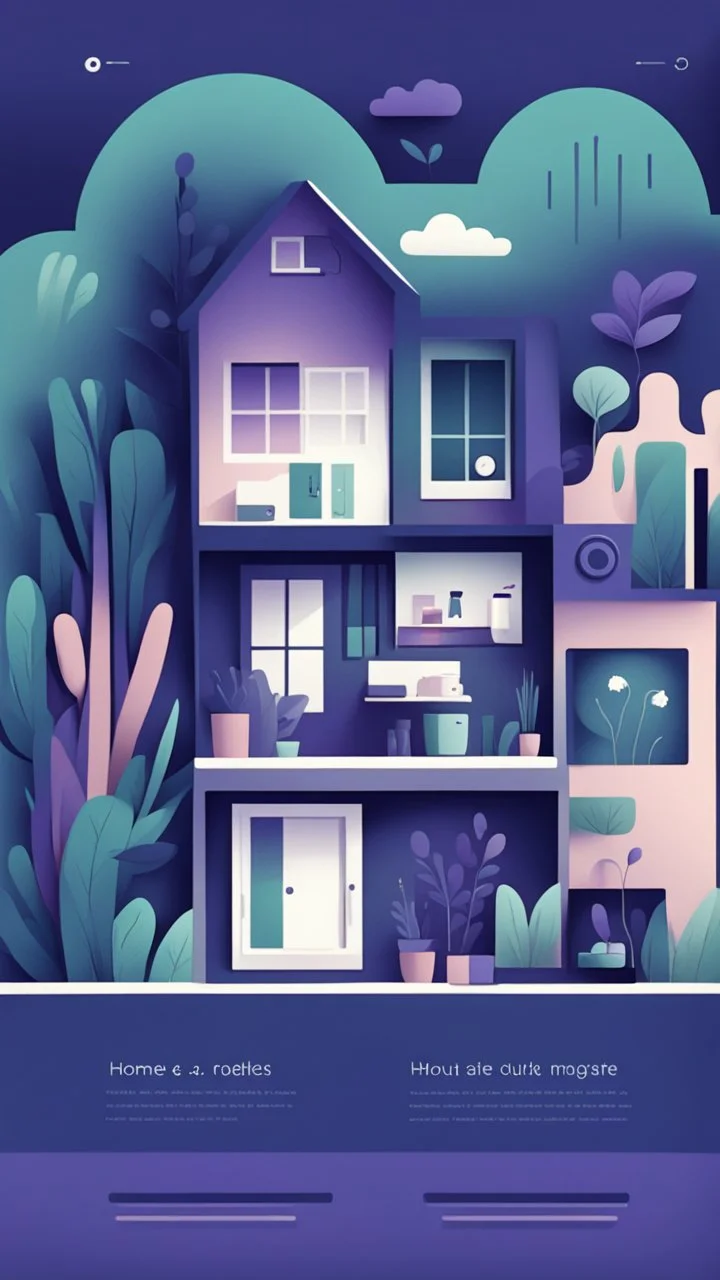 illustrations with a simple art style that show home page use dark blue-purple and green 00FF00