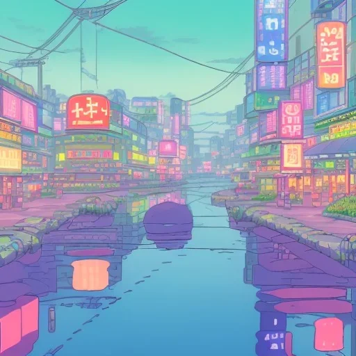 Man cyberpunk neon town